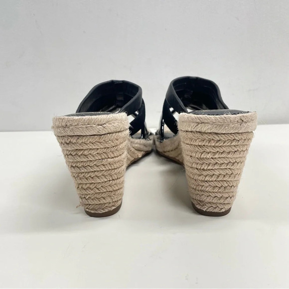VINCE CAMUTO Black Molisana Wedge Slip On Leather Espadrille Shoes Size 11 - Picture 5 of 9